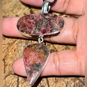 Pretty Rhodonite Pendant 2 1/2”